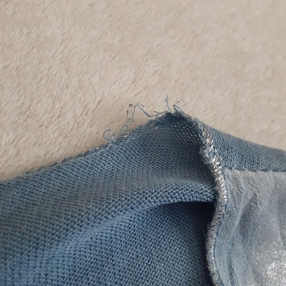 Tempo Paris Women's Large Blue Mixed Media Shirt - Picture 11 of 14